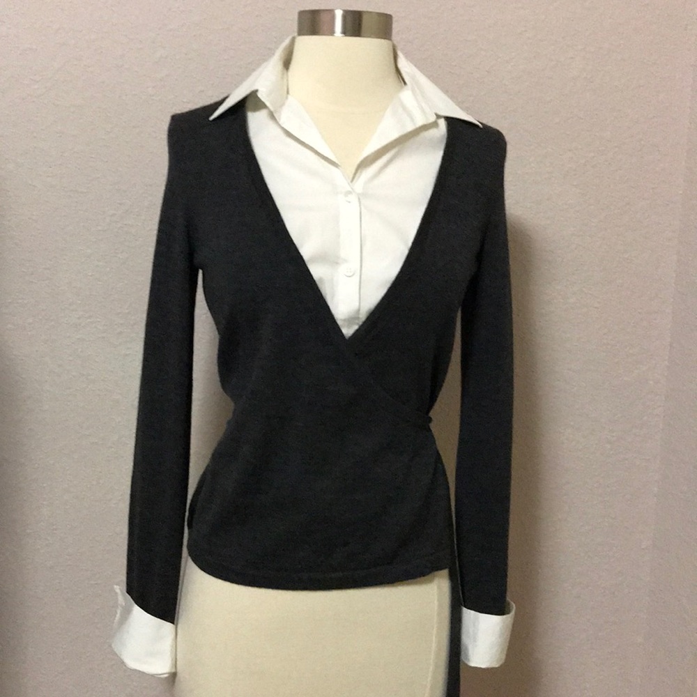 Theory sweater w/ removable cuff & front panel